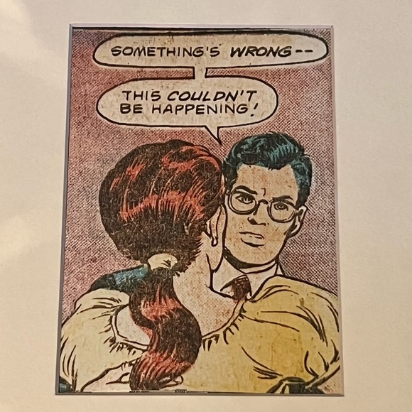 Something wrong comic guy and gal Art matted pop love romance - Picture 3 of 3